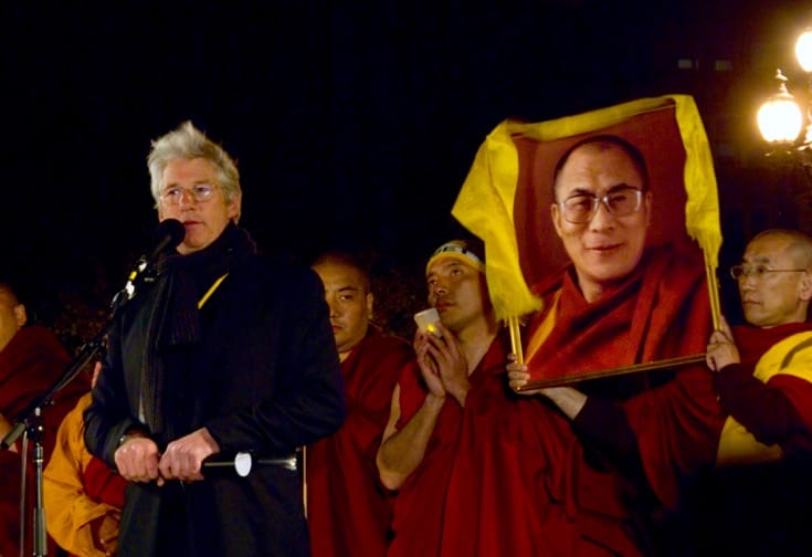 Richard Gere at a demonstration for the Dalai Lama.