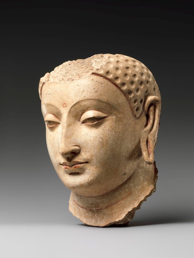 Buddha head sculpture