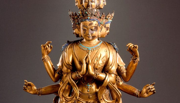 16th century sculpture of the eleven headed acalokiteshvara