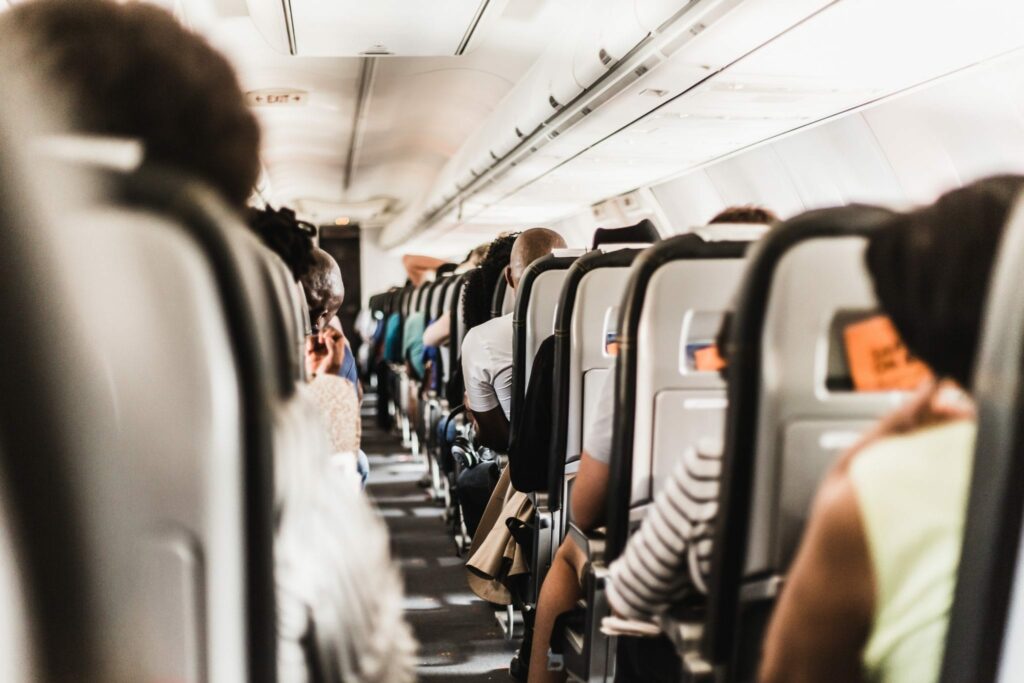 Plane aisle.