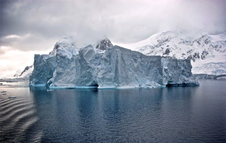 An iceberg in antarctica, Buddhists, climate change